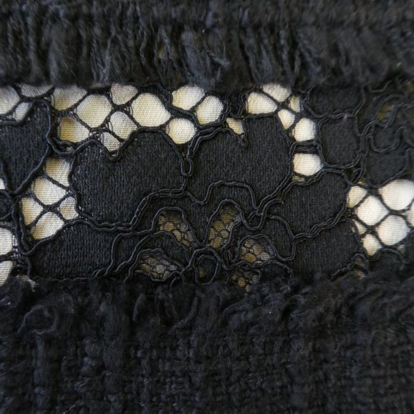 J Crew Top Fringy Lace Tweed Nude Lining Black S - Picture 8 of 11